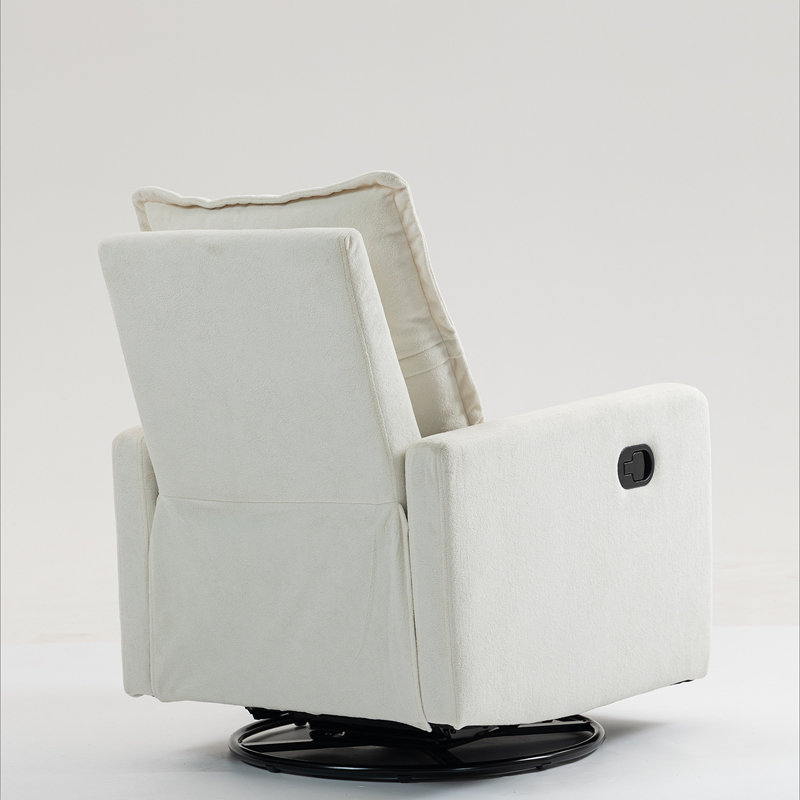 Short plush manual button armchair sofa, White