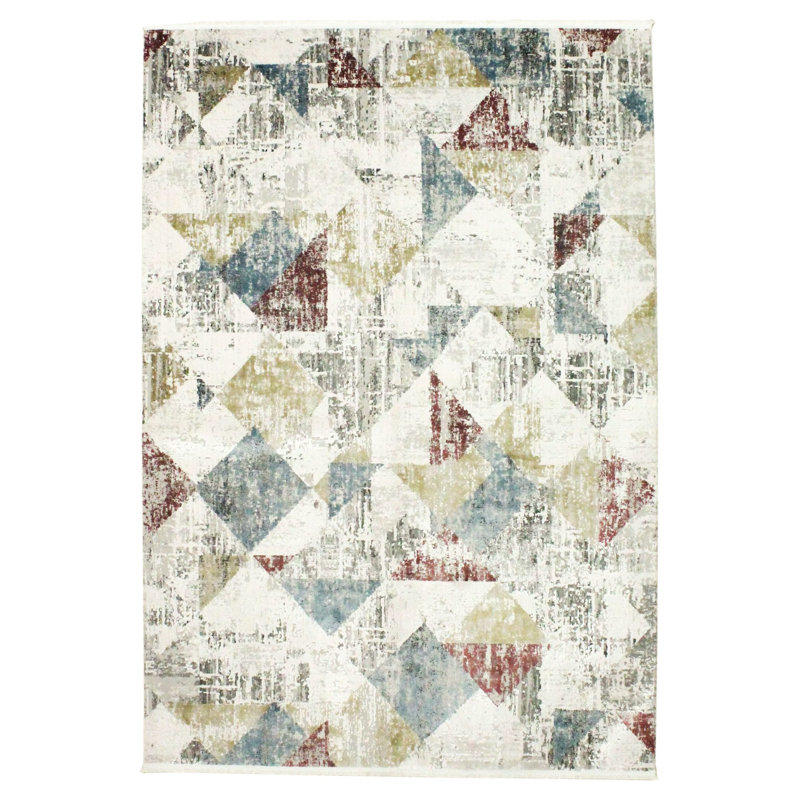 Tapis turc 5 x 8 ivoire et multicolore Antep