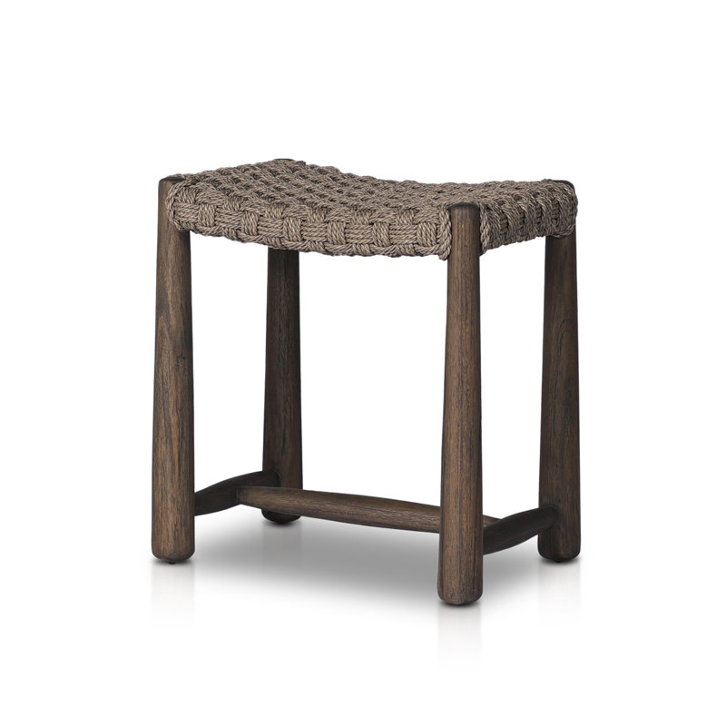 Savio Outdoor Stool, Dark Textured Woven