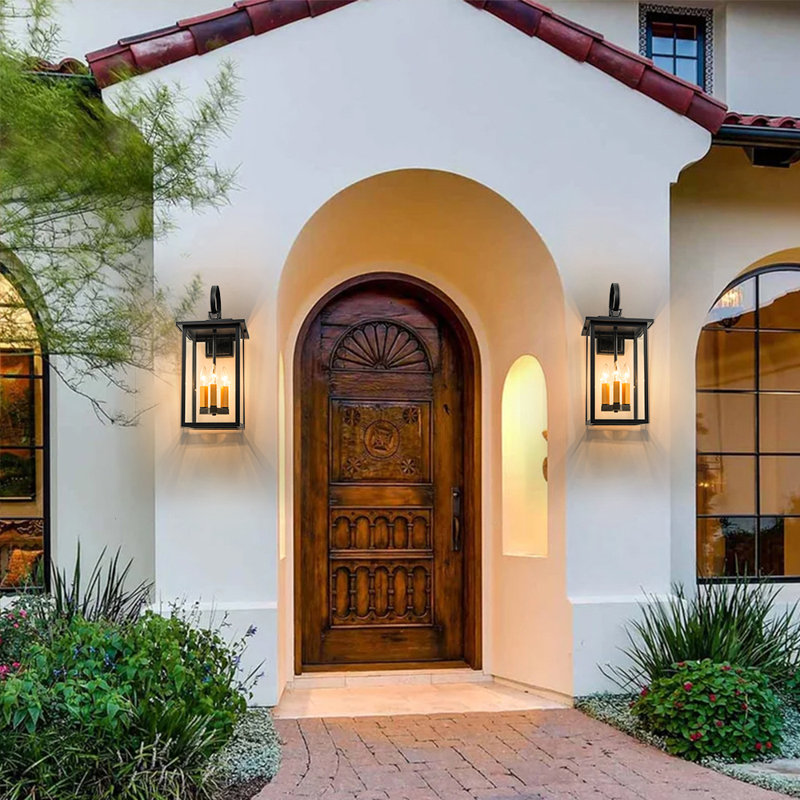 3-Light Square Lantern Outdoor Wall Sconce