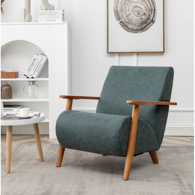Andablo Upholstered Armchair, Blue Performance Faux Leather