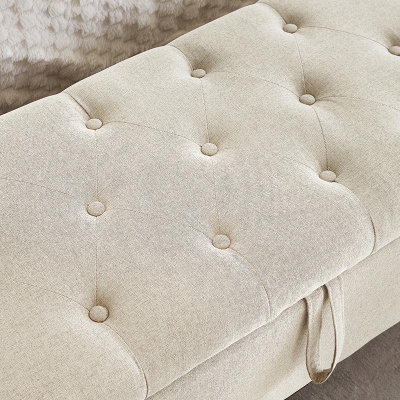 Ottoman with Storage, Beige