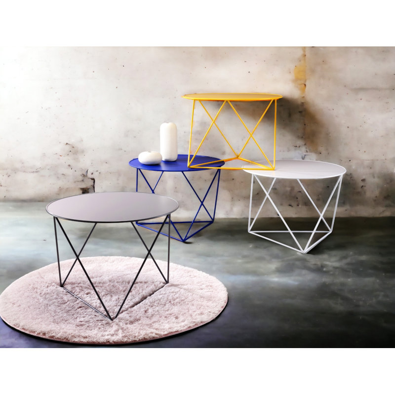 Salas 23" Round Frame End Table – Unique Geometric Design with Durable Powder-Coated Metal Base Table for Home, Gray