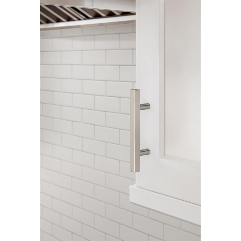 Poignée d'armoire carrée 3 pouces (76mm) centre à centre en nickel satiné - paquet de 10, Nickel satiné