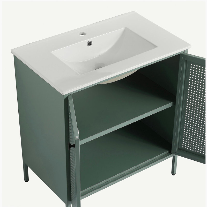 Meuble-lavabo autoportant de 30 pouces avec comptoir en céramique