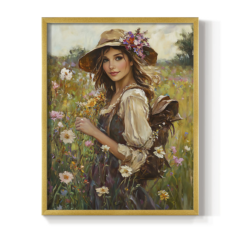 Reproduction encadrée WOMEN Series CCL XXXV - bois massif, H 30 po x l 24 po, Doré