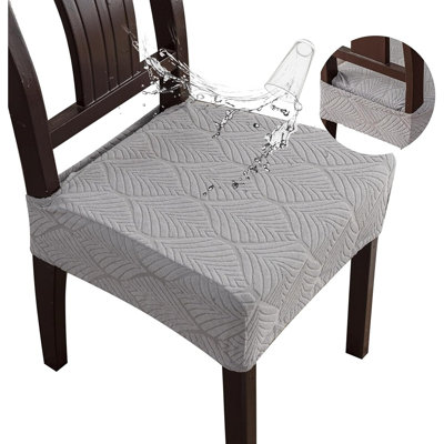 Waterproof Dining Chair Seat Covers – Light Grey – Set Of 4 / Stretch / Removable / Washable / Slipcover / Rear Protection