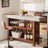 Modern 2-Tier Bar Table Footrest Home Bar Unit Corner Mini Coffee Bar Cabinet Kitchen Pub-1846060482