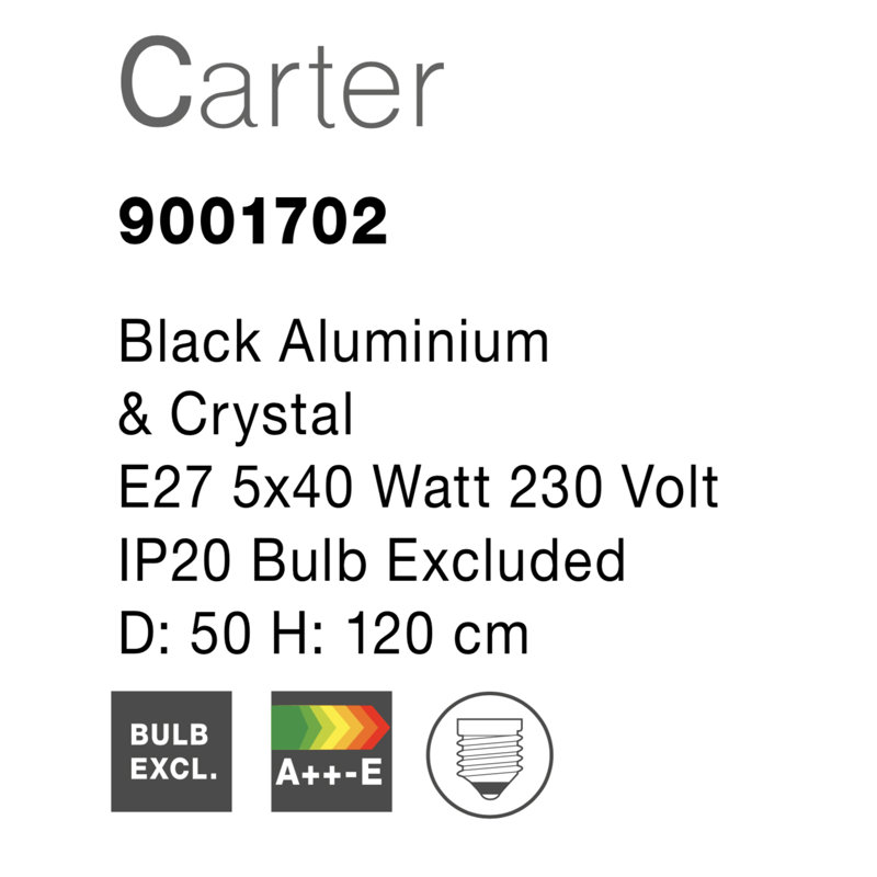 Carter 5 - Light Black Crystal Pendant