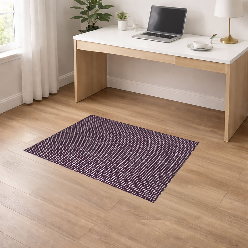 Tapis de bureau léger à pois assortis, L 72 po x P 48 po, Aubergine