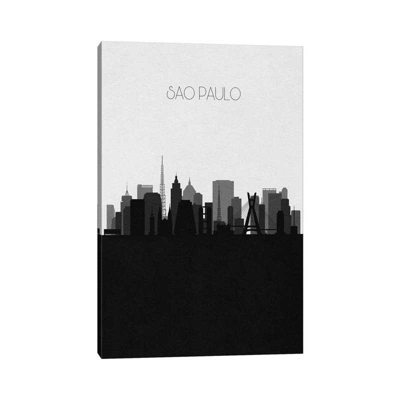 Sao Paulo, Brazil City Skyline by Ayse Deniz Akerman - Wrapped Canvas Gallery-Wrapped Canvas Giclée, 20.32 cm H x 30.48 cm W