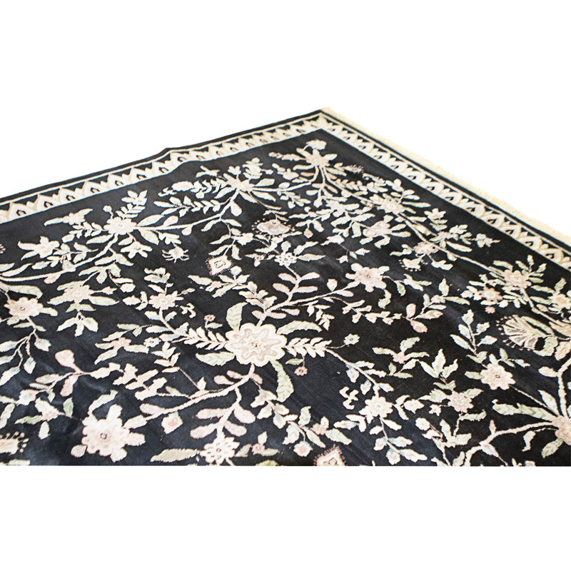 Hand Knotted Wool Area Rug in Navy