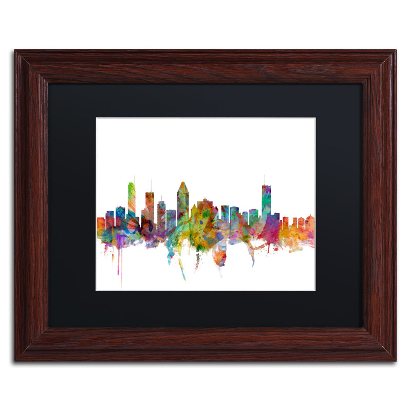« montréal canada horizon », impression encadrée, H 11 po x l 14 po x P 0,5 po, Noir, Encadrement brun