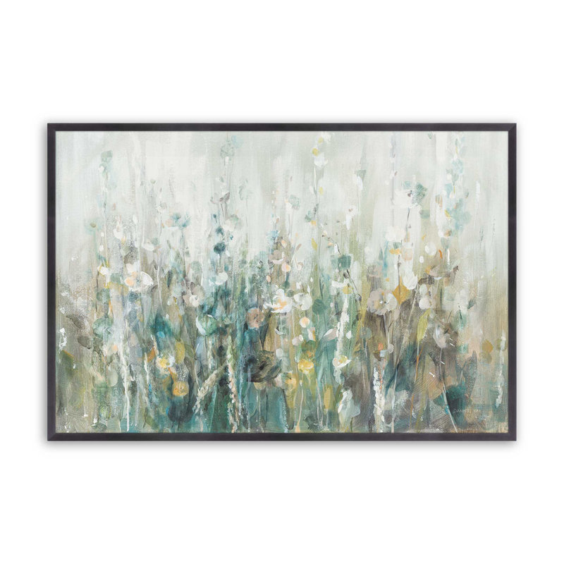 Motif de fleurs sauvages, H 12,25 po x l 15,25 po x P 1,25 po, Cadre en zinc patiné