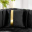 Canapé luxueux en velours avec garniture en acier inoxydable doré et design capitonné-313201488