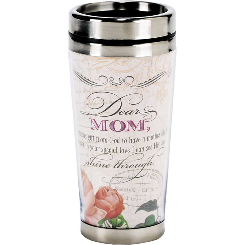 Tasse de voyage à double paroi en acier inoxydable 16 oz Dear Mom
