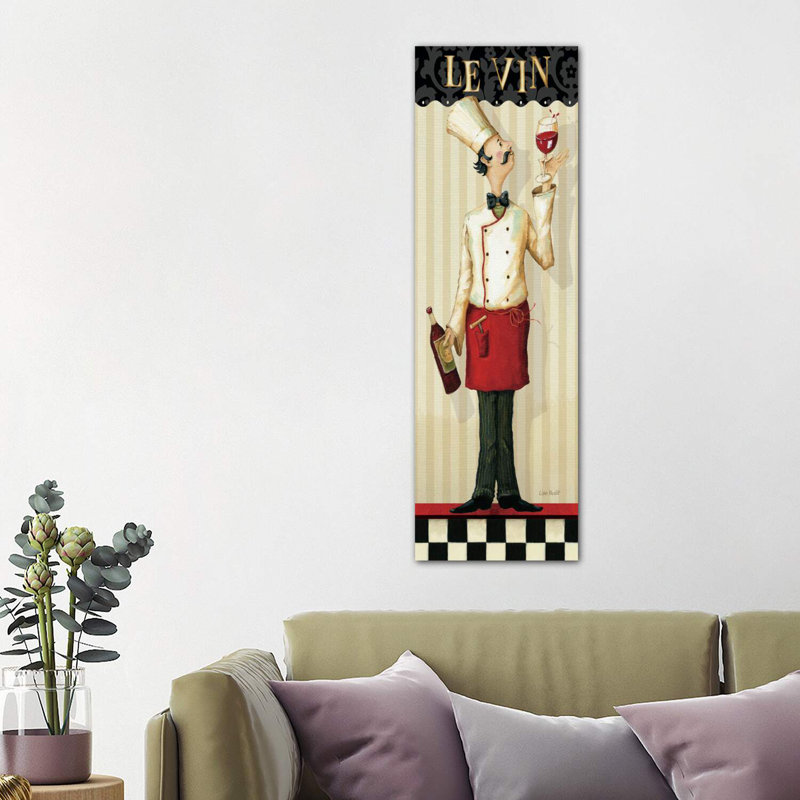 Chef Chef's I (Le Vin) par Lisa Audit - impression d'art graphique, H 48 po x l 16 po x P 1,5 po, Toile tendue
