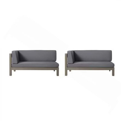 Patio Modular Acacia Wood Sectional Sofa Set with Left X-Arm and Water-Resistant Cushions featuring Cross-Back Design