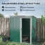 Green 5 X 3ft Galvanised Metal Garden Storage Shed, Outdoor Tool Shed With Sliding Door & Sloped Roof