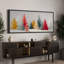«Christmas Holiday Celebration Colorful Snowy Pine Forest», très grande image, impression sur toile encadrée-120284207-120284208