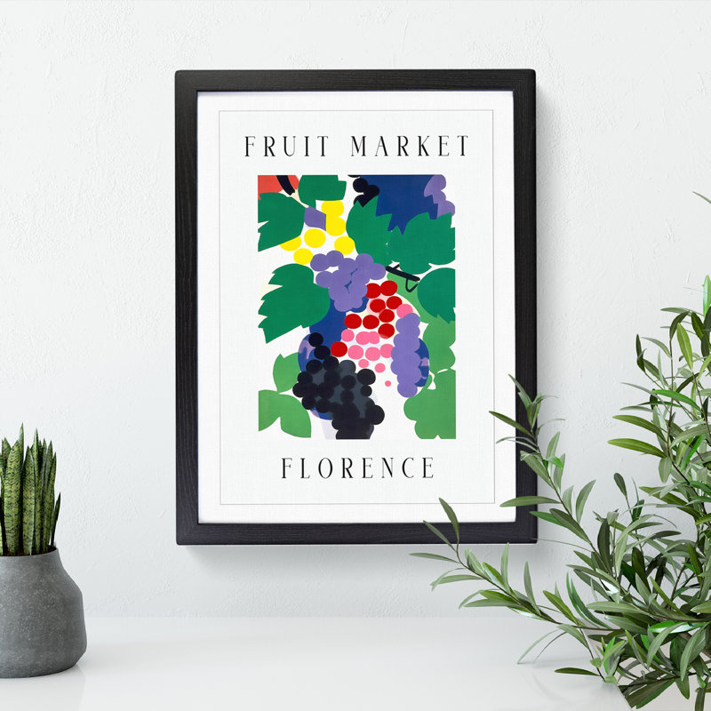 Grapes Florence Fruit Market Exhibition - Single Picture Frame Print on Wood, 34cm H x 25cm W x 2cm D