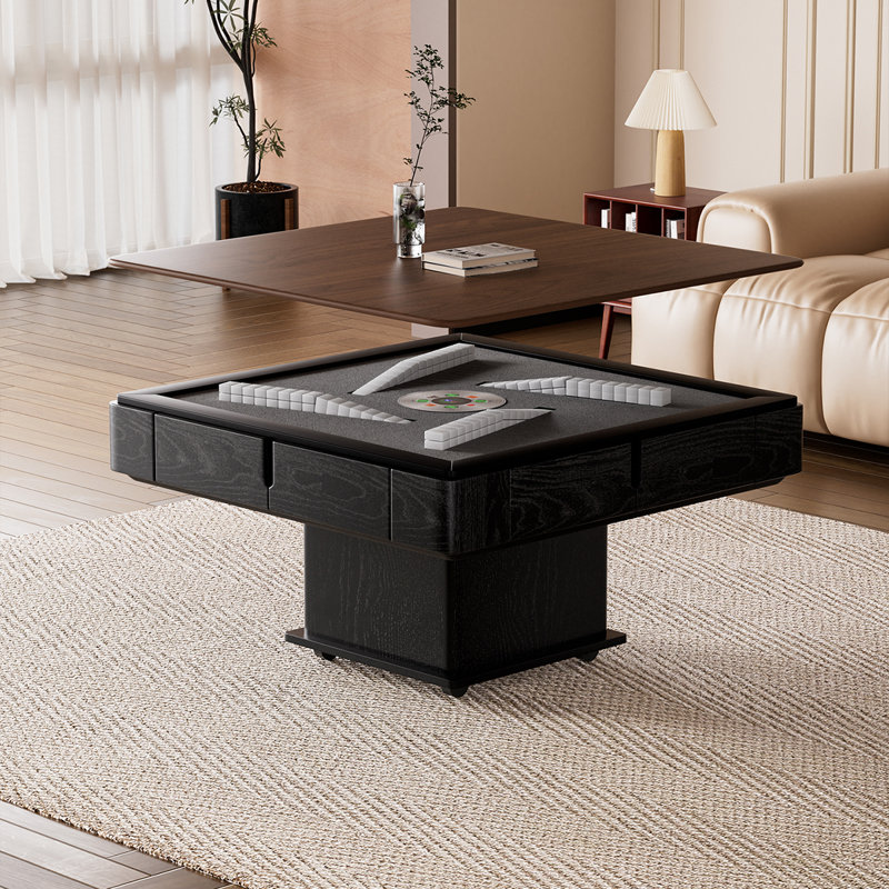 40.55"Vintage Solid Wood RubberWood Fully Automatic Height Adjustable Mahjong, Dining & Coffee Table for Chinese Rules