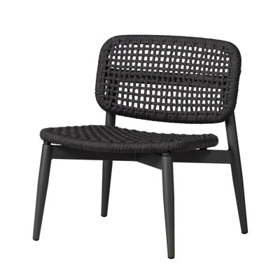 Lounge Chair-Set of 4 in Matte Charcoal powder coated aluminum with Dark Gray woven all-weather outdoor rope