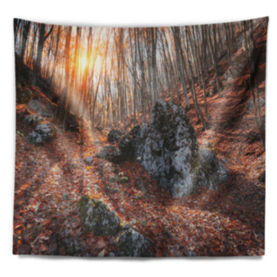 Tapisserie Rocky Red Autumn Forest