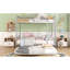 Lit superposé double au-dessus de grand lit double avec lit gigogne en argent - Cadre en fer élégant pour meubles de chambre à coucher-1195653225