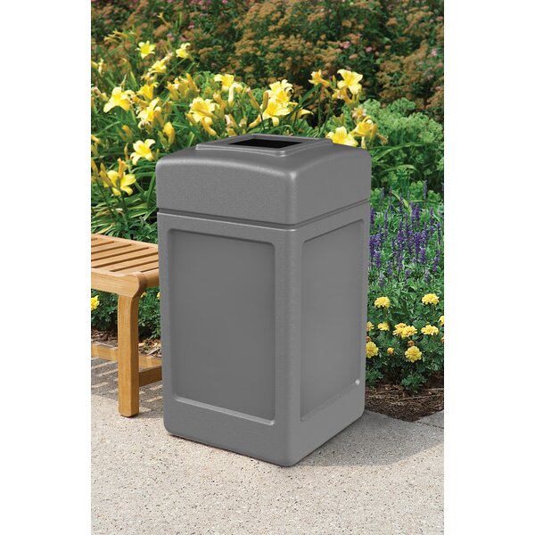 Covered 40 Gal. Gray Outdoor Trash Can with Slatted Recycled Plastic Panels