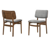 Shenika Mid-century Armless Dining Chairs in Gray Upholstery and Wood Finish