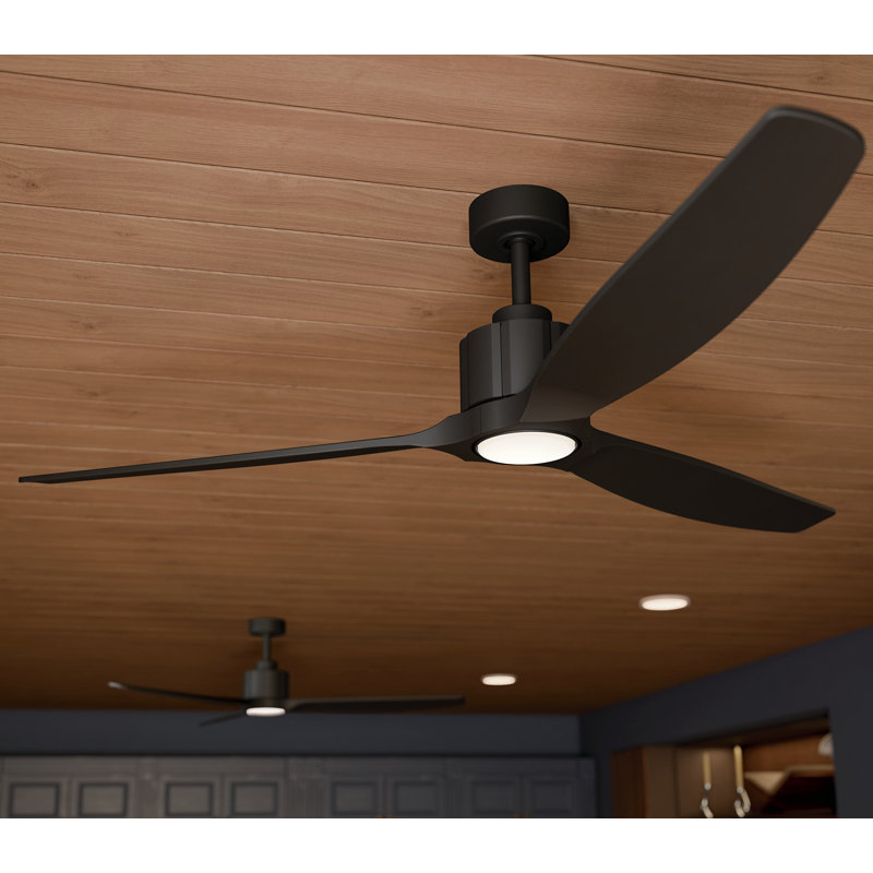 Calyx 3 Blade 60 Inch Indoor Ceiling Fan in Matte Black with Solid Wood Matte Black Blades, Matte Black
