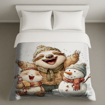 Cute Sloth Snowman Duvet Covers