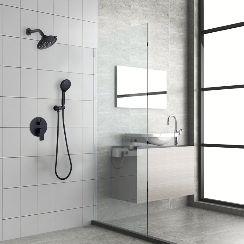 Ensemble de douche 6 po Modern, Noir mat avec boîte intégrée