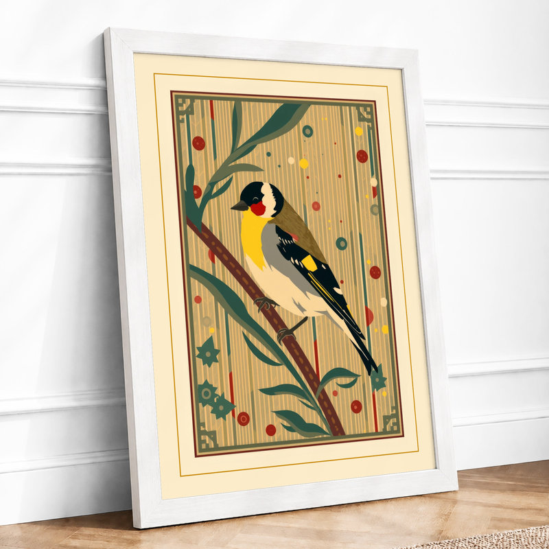 Bird Art Deco - Framed Print, A4 - 29.7 x 21.0 cm, White