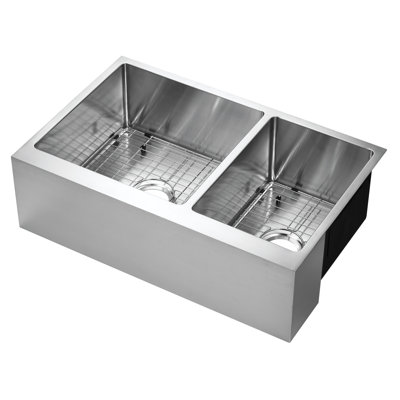 Belleville 33'' L Double Bowl Stainless Steel Kitchen Sink
