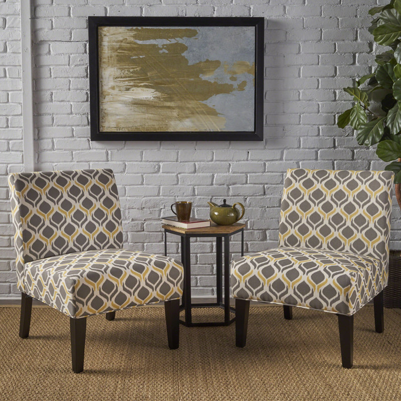 Yokota Upholstered Slipper Chair, Yellow/Gray Polyester Blend