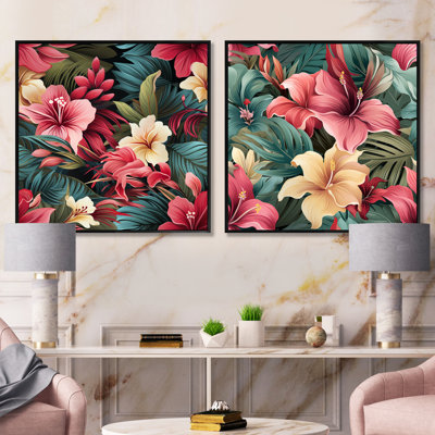 Topsfield - Ensemble de 2 collages carrés floraux