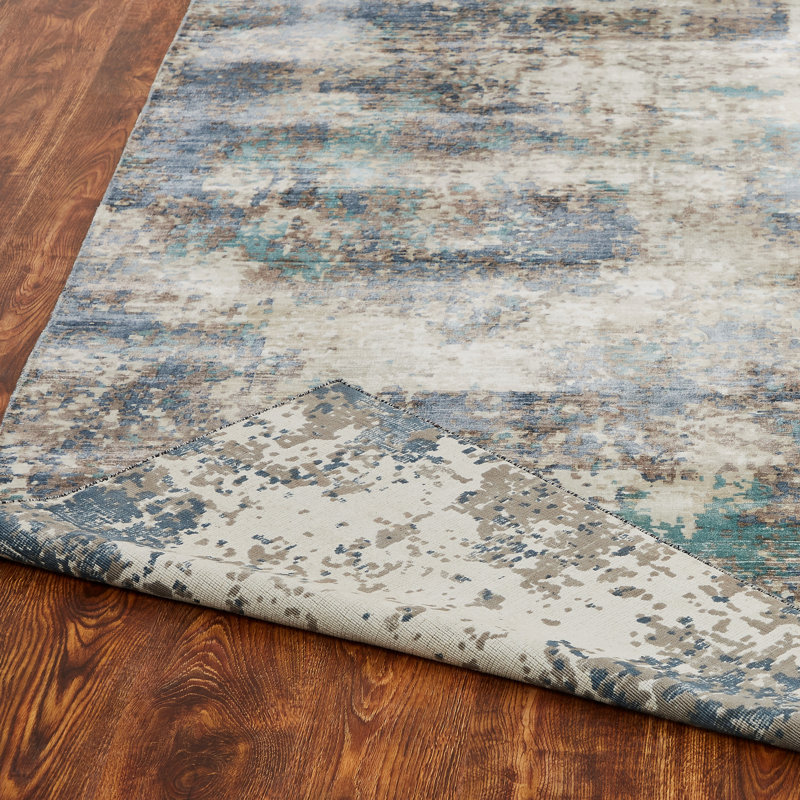 Abstract Area Rug in Blue, Rectangle 8'6" x 11'6"