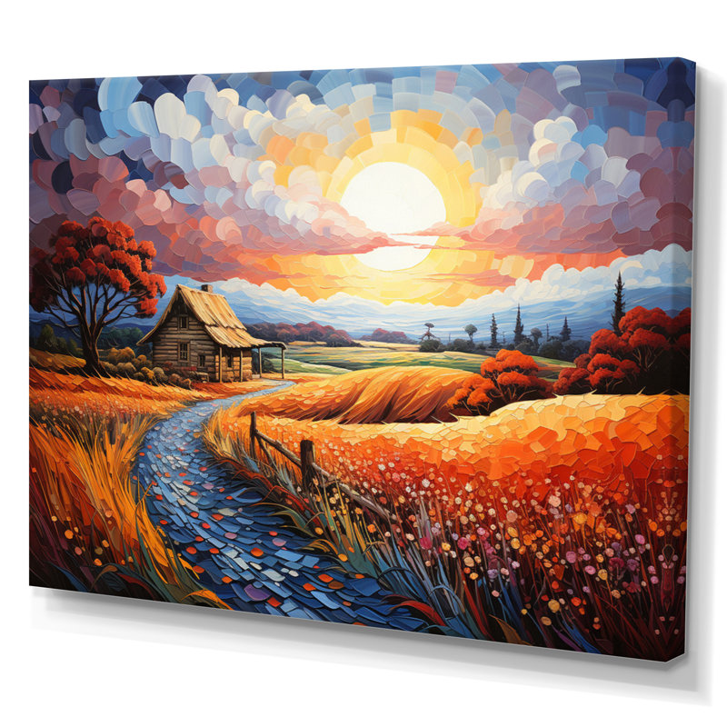 Grange quiet sanctuaire pointillisme - décoration murale de ferme, H 30 po x l 40 po x P 1,5 po, Toile tendue