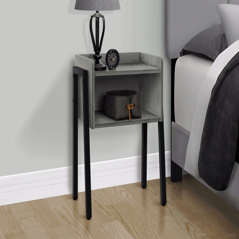 Table d'appoint, table d'appoint, table de bout, table de chevet, lampe, stratifié, métal, contemporain, moderne, Gris clair