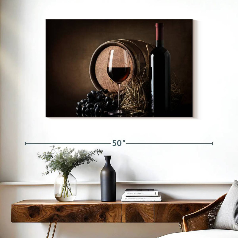 Yarlin raisins et tonneau de vin, H 26 po x l 39 po