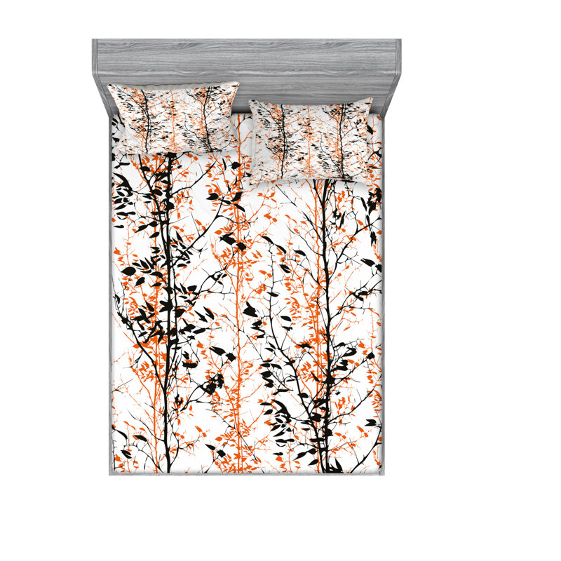 Microfiber Floral Sheet Set, Full/Double Sheet Set with Fitted Sheet