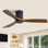 Ventilateur de plafond encastré en bois massif 52 po (sans lumière) compatible avec les haut-parleurs intelligents / applications / télécommande