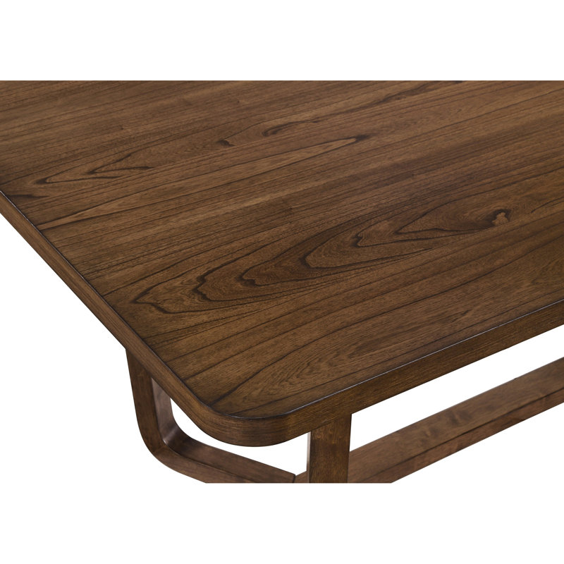 Table de salle à manger Lere, bois brun de style antique, plateau rectangulaire spacieux de 71 pouces