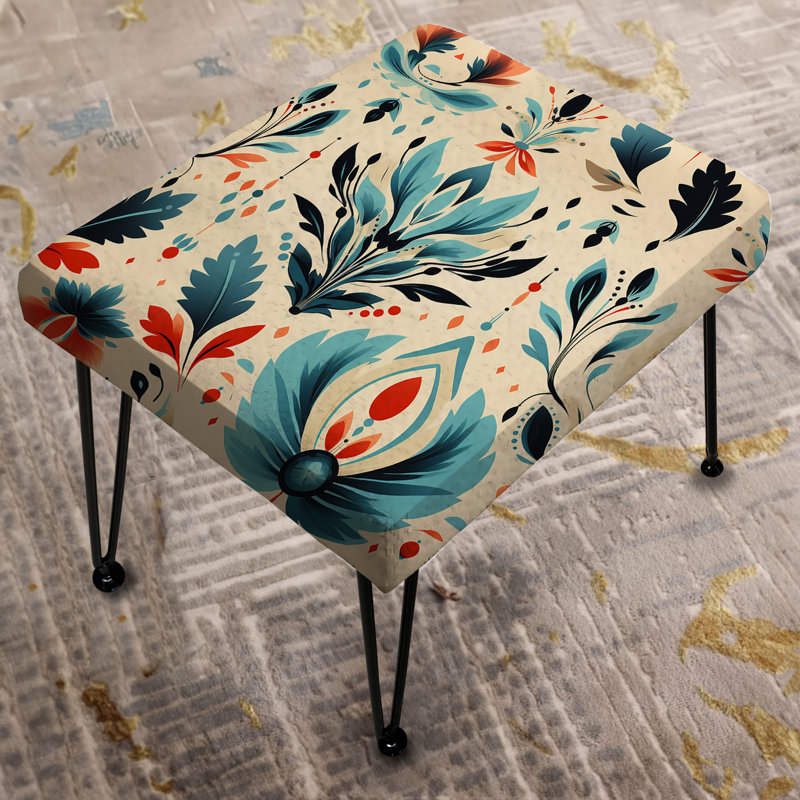 Teal And Beige Ikat Mosaic Fusion - Ikat Rectangle Ottoman