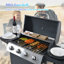 Barbecue au propane en acier inoxydable à 4 brûleurs, 34 000, avec grilles de cuisson et deux tablettes pour la construction d'un balcon, roues de patio transportables