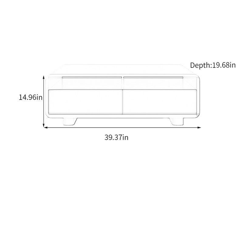 Table basse de luxe avec tiroir silencieux, 14.96" H x 39.37" L x 19.68" W