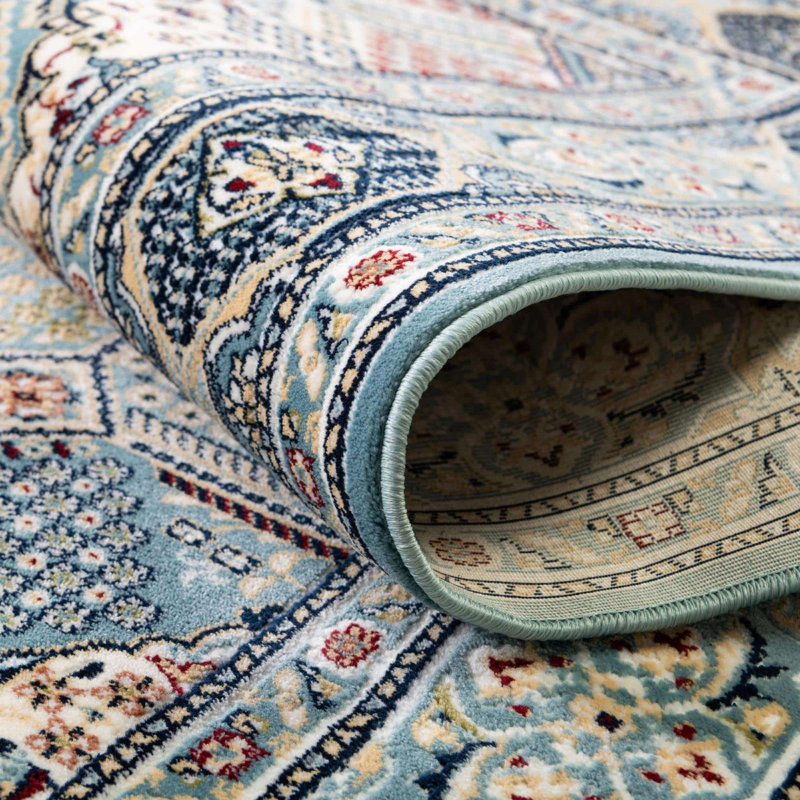 Tapis traditionnel Kelayeh couleur océan