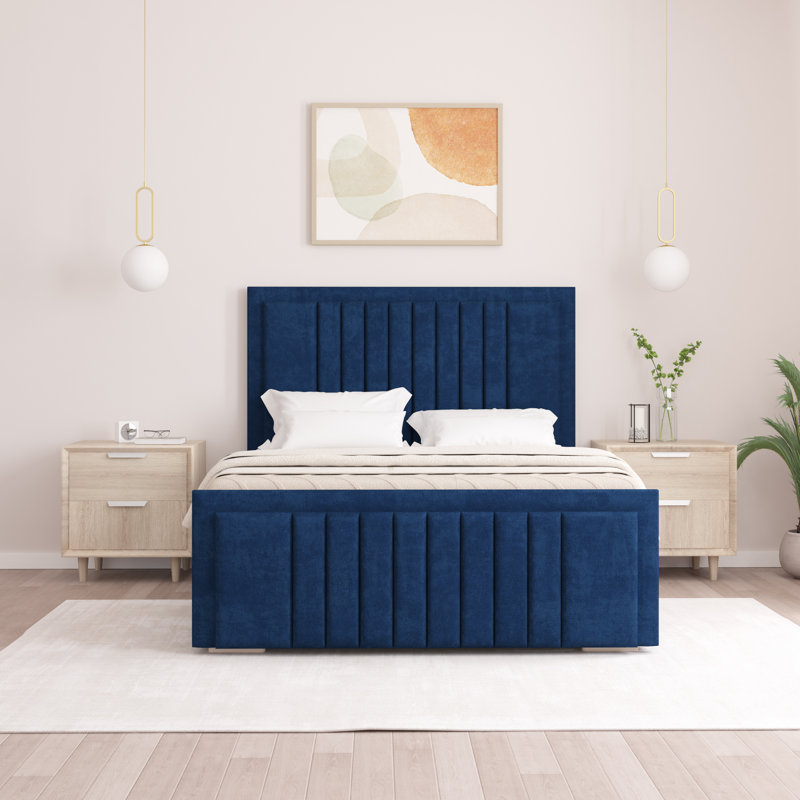 Alama Upholstered Panel Bed, Double (4'6), Parliament